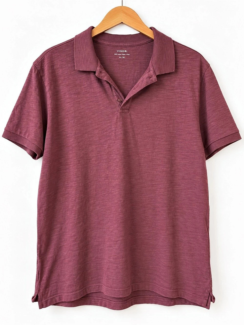 Vince Men’s XL 100% Cotton Slub Polo Shirt Burgundy Wine Short Sleeve